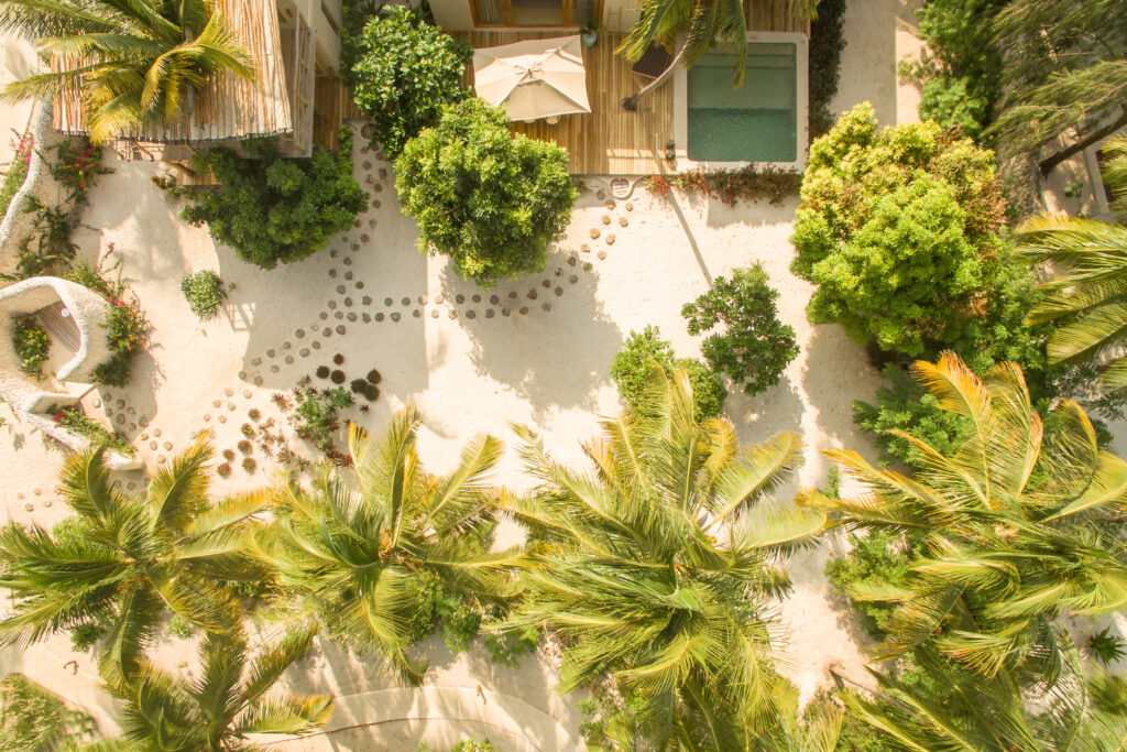 ST Beach Holidays | Accommodation Presidential villa aerial view with path